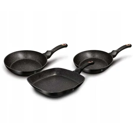Zestaw Patelni Berlingerhaus Black Rose Bh-6156 Granitowe 3 Elementy Indukcja