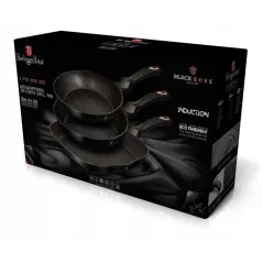 ZESTAW PATELNI BERLINGERHAUS BLACK ROSE BH-6156 GRANITOWE 3 ELEMENTY INDUKCJA