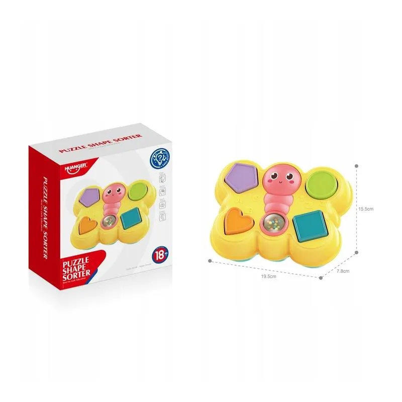 SORTER MOTYLEK DLA MALUCHA – ZABAWKA EDUKACYJNA Z DŹWIĘKIEM I GRZECHOTKĄ 18M+