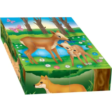 Klocki Obrazkowe Zwierzęta Pól I Lasów 16 Elementów Adamigo 4+