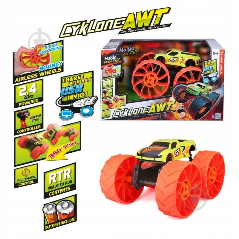 MAISTO TECH CYKLONE AWT POJAZD ZDALNIE STEROWANY USB AIRLESS WHEEL 5+ MAISTO TECH CYKLONE AWT POJAZD ZDALNIE STEROWANY USB AIRLESS WHEEL 5+