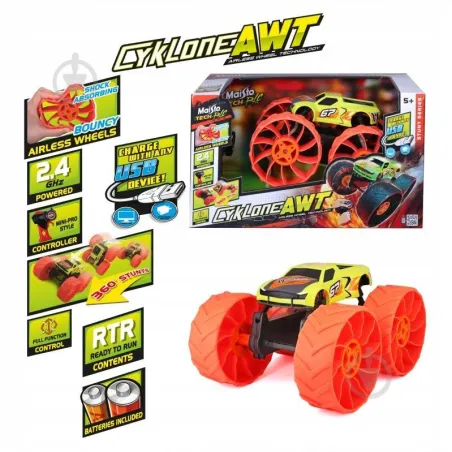 MAISTO TECH CYKLONE AWT POJAZD ZDALNIE STEROWANY USB AIRLESS WHEEL 5+