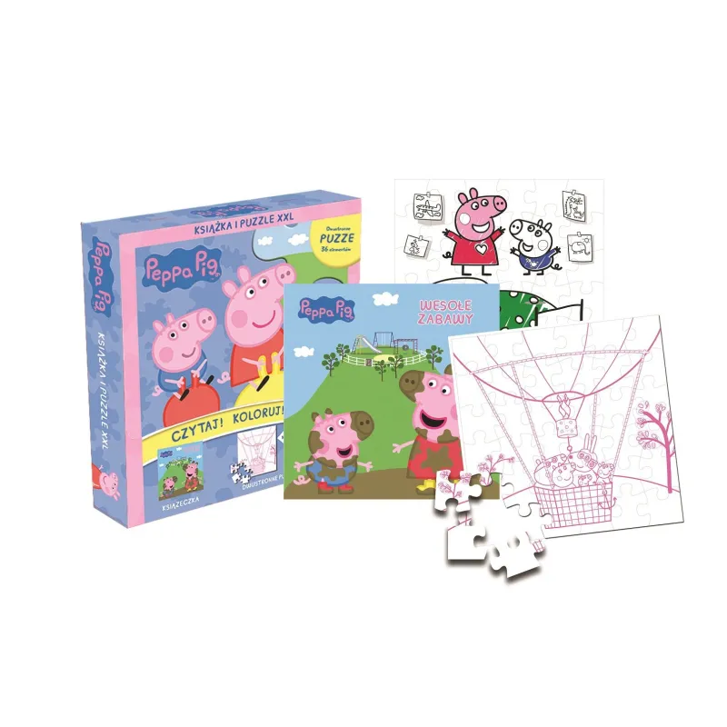 ŚWINKA PEPPA WESOŁE ZABAWY KSIĄŻKA + PUZZLE DWUSTRONNE XXL 36 ELEMENTÓW - Media Service Zawada ŚWINKA PEPPA WESOŁE ZABAWY KSIĄŻKA + PUZZLE DWUSTRONNE XXL 36 ELEMENTÓW - Media Service Zawada