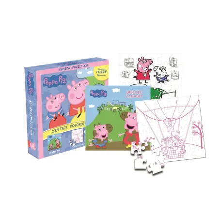 ŚWINKA PEPPA WESOŁE ZABAWY KSIĄŻKA + PUZZLE DWUSTRONNE XXL 36 ELEMENTÓW - Media Service Zawada