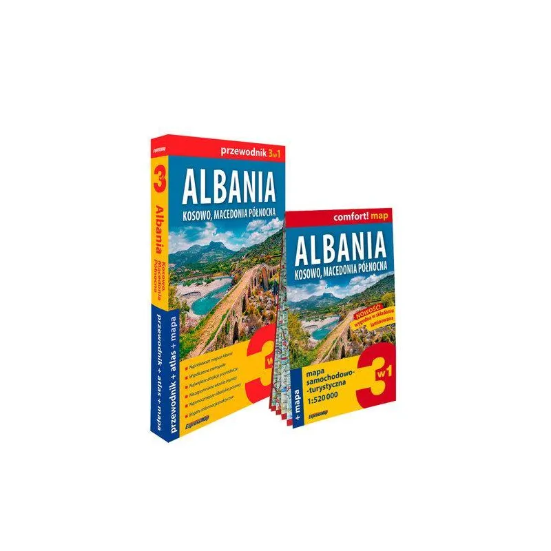 ALBANIA KOSOWO MACEDONIA PÓŁNOCNA 3W1: PRZEWODNIK + ATLAS + MAPA