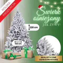 CHOINKA SZTUCZNA ŚWIERK KAUKASKI OŚNIEŻONY 220 CM PREMIUM SPRINGOS