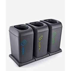 KOSZ DO SEGREGACJI 3X40L CZARNY NA KÓŁKACH