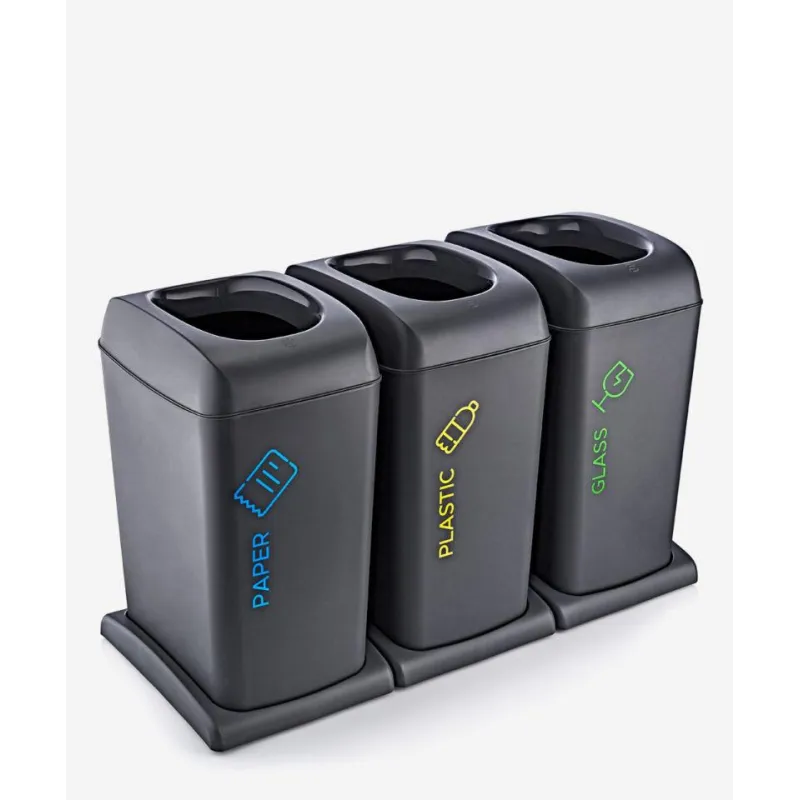 KOSZ DO SEGREGACJI 3X40L CZARNY NA KÓŁKACH