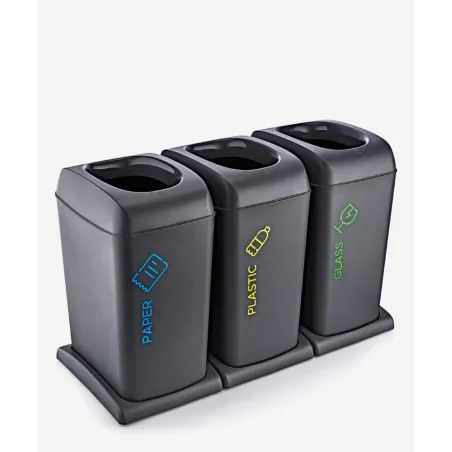 KOSZ DO SEGREGACJI 3X40L CZARNY NA KÓŁKACH