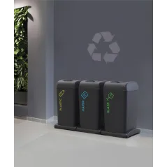 Kosz Do Segregacji 3X40L Czarny Na Kółkach