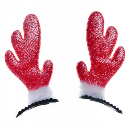 Brokatowe Spinki Do Włosów Rogi Renifera 2Szt.