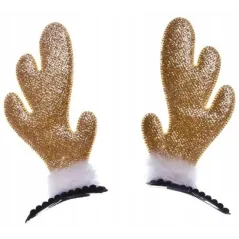 SPINKI BROKATOWE ROGI RENIFERA 2 SZTUKI ZŁOTE