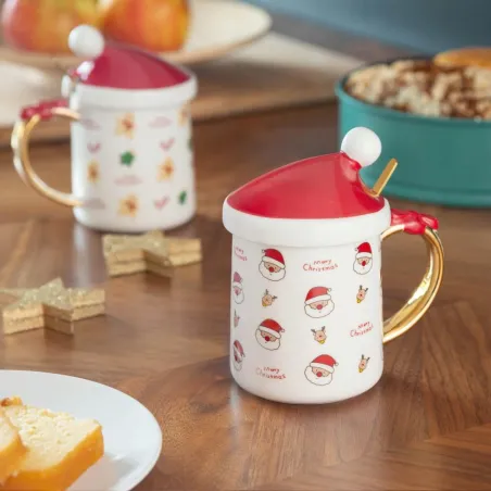 Kubek Z Pokrywką Porcelanowy Świąteczny 320Ml Altom