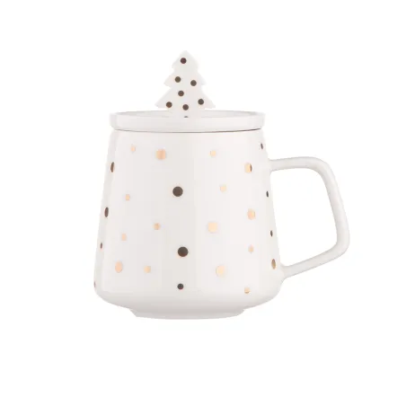 Kubek Z Pokrywką Porcelanowy 370 Ml Choinka Altom Design