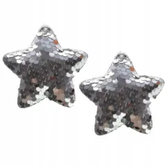 OZDOBY CHOINKOWE CEKINOWE GWIAZDKI SREBRNE 2 SZTUKI