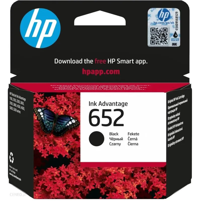 TUSZ DO DRUKARKI CZARNY HP 652 6ML