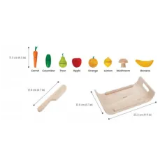 DREWNIANE WARZYWA I OWOCE NA TACY PLAN TOYS 18M+