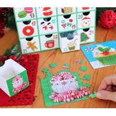 KALENDARZ ADWENTOWY SWEET CHRISTMAS PUZZLE 1200 ELEMENTÓW– 24 PO 50 ELEMENTÓW