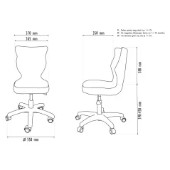 KRZESŁO OBROTOWE DO BIURKA DLA DZIECKA ENTELO PETIT SZARE 133–159 CM