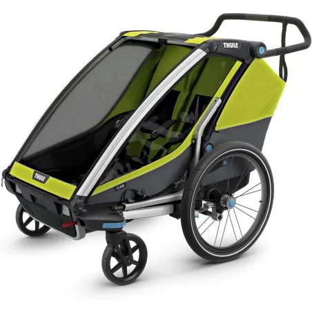 Thule Cab 2 Chariot Wózek Do Biegania Przyczepka Rowerowa Dla Dziecka, Podwójna, Oliwkowy/Szary