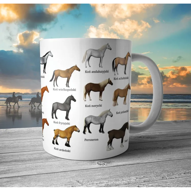 KUBEK CERAMICZNY KONIE RASOWE 300 ML