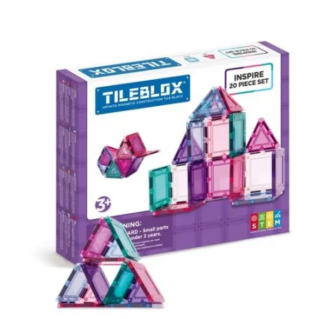 Klocki Magnetyczne Tileblox Zestaw Pastelowy 20 Elementów 3+