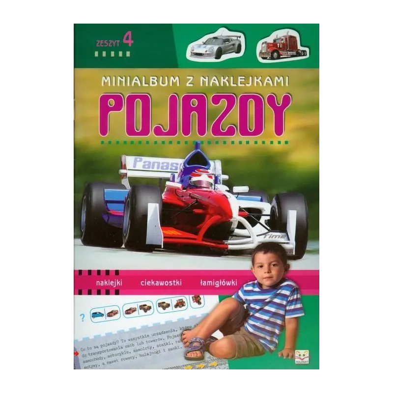MINIALBUM Z NAKLEJKAMI. POJAZDY 