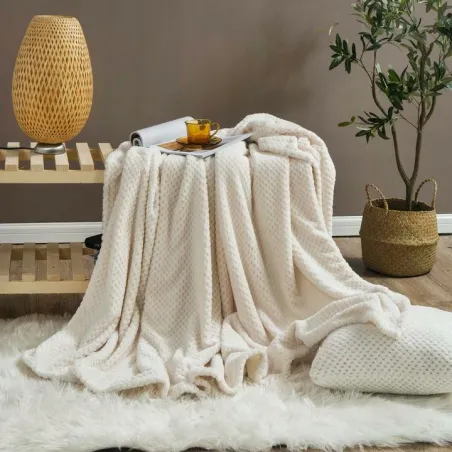 Koc Narzuta Z Mikrofibry Monte 200X220Cm Biały Miękki I Ciepły