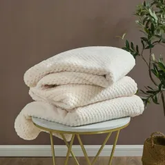 KOC NARZUTA Z MIKROFIBRY MONTE 200X220CM BIAŁY MIĘKKI I CIEPŁY
