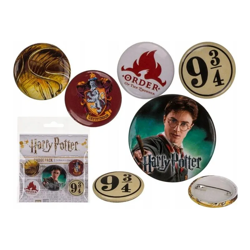 PRZYPINKI DO UBRAŃ PLECAKA HARRY POTTER 5 SZTUK – ZESTAW DLA FANÓW
