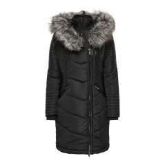 PŁASZCZ DAMSKI ONLNEWLINETTE FUR HOOD COAT OTW CZARNY ROZMIAR M ONLY