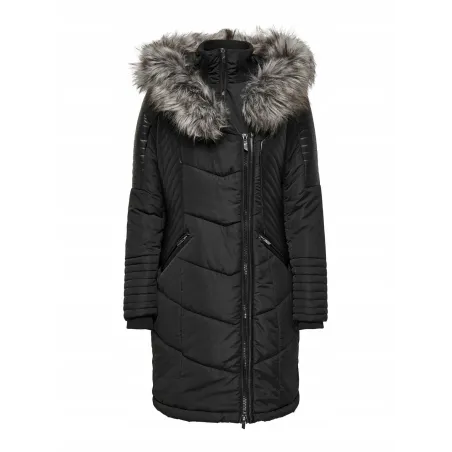 PŁASZCZ DAMSKI ONLNEWLINETTE FUR HOOD COAT OTW CZARNY ROZMIAR M ONLY