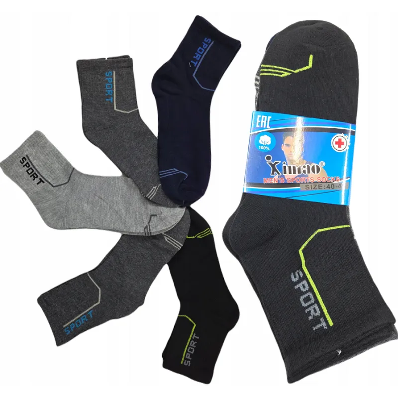 SKARPETY MĘSKIE BAWEŁNIANE WYSOKIE ROZMIAR 33–46 5 PAR