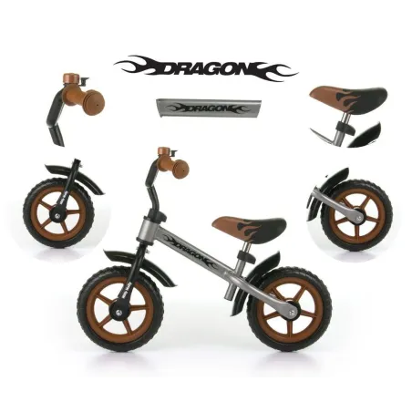 Rowerek Biegowy 2–4 Lata Brązowo-Szary Milly Mally Dragon Classic