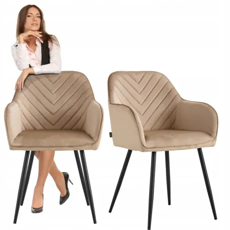 Tapicerowane Krzesło Welurowe Harry Viking Ciemny Beżowe Do Salonu I Jadalni