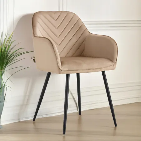 Tapicerowane Krzesło Welurowe Harry Viking Ciemny Beżowe Do Salonu I Jadalni