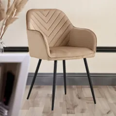 TAPICEROWANE KRZESŁO WELUROWE HARRY VIKING CIEMNY BEŻOWE DO SALONU I JADALNI