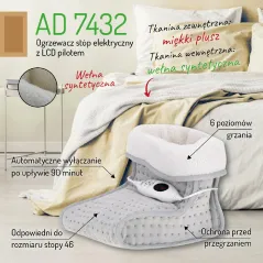 Ogrzewacz Do Stóp Elektryczny Adler Ad 7432 Z Pilotem Lcd
