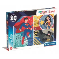 PUZZLE DC COMICS SUPERBOHATEROWIE 144 ELEMENTY ZESTAW 3 UKŁADANEK DLA DZIECI CLEMENTONI 4+