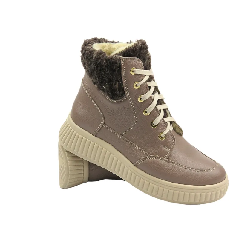 SKÓRZANE TRZEWIKI TRAPERY DAMSKIE HELIOS KOMFORT 604 BRĄZOWE ROZMIAR 40