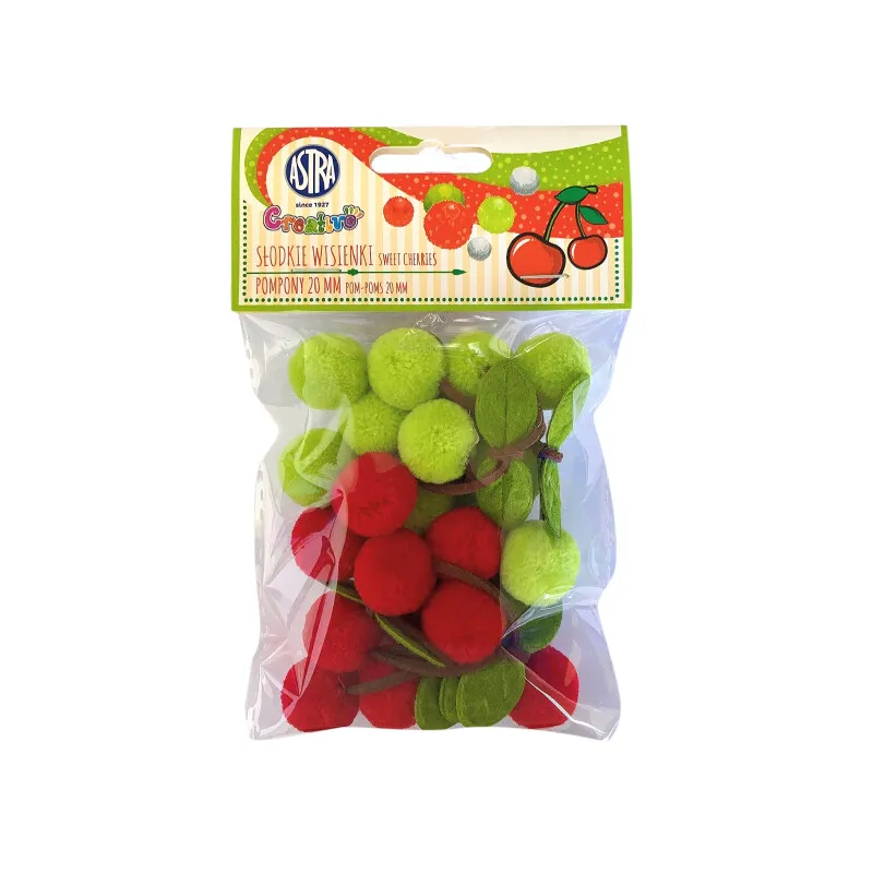 POMPONY DEKORACYJNE SŁODKIE WISIENKI ASTRA