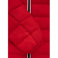 KURTKA DZIECIĘCA PIKOWANA Z KAPTUREM PITBULL CZERWONA ROZMIAR 152