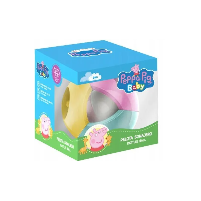 PIŁKA GRZECHOTKA PEPPA PIG ZABAWKA DLA NIEMOWLĄT 0+