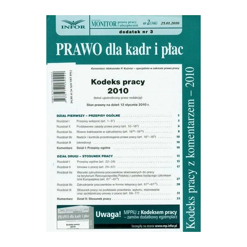 KODEKS PRACY Z KOMENTARZEM 2010 Aleksander Kuźniar - Infor
