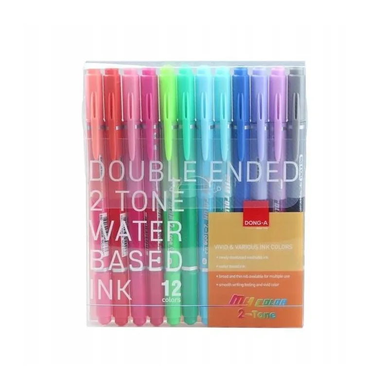 PISAKI DWUSTRONNE Z PĘDZELKIEM 12 KOLORÓW DONG-A MY COLOR