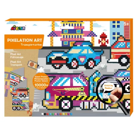 MOZAIKA KOLOROWE PIKSELE TRANSPORT ZESTAW KREATYWNY DLA DZIECI RUSSELL 5+