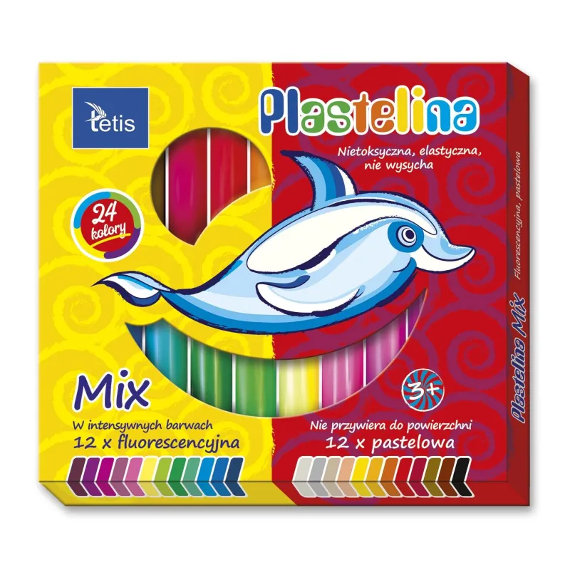 PLASTELINA FLUORESCENCYJNA 24 KOLORY TETIS
