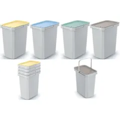 Zestaw Koszy Na Śmieci Z Kolorowymi Klapami 4×12 L Segregacja Keden Nks12S4