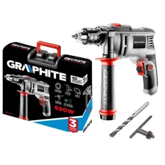 GRAPHITE 58G726 - MOCNA WIERTARKA UDAROWA 650W DO BETONU I METALU KLUCZYKOWY UCHWYT