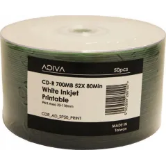 PŁYTY ADIVA CD-R 52X 700MB 80 MIN DO ZADRUKU ATRAMENTOWEGO SZPINDEL 50-PACK
